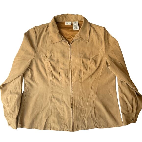 White Stag Women Jacket size XL (16/18) Faux Suede Full Zip Classic Natural Tan - Picture 1 of 8